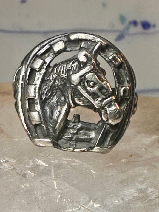 Horse ring horseshoe band southwestern size 5 cowgirl pinky sterling silver women