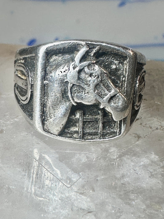 Horse ring horseshoe band southwestern size 10 cowboy sterling silver women men