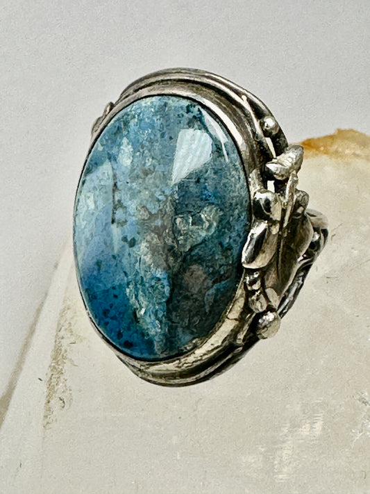 Art Nouveau ring Floral Art Deco leaves band Size 4.25 Sterling Silver women girls