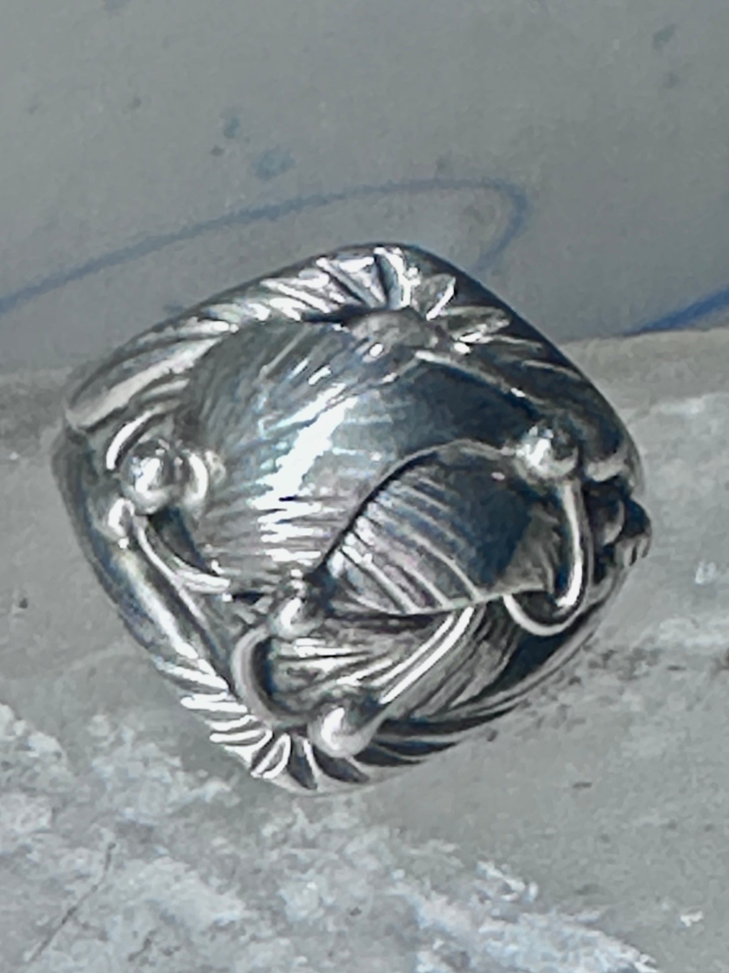 Navajo ring leaves cigar band size 8.50 sterling silver women girls