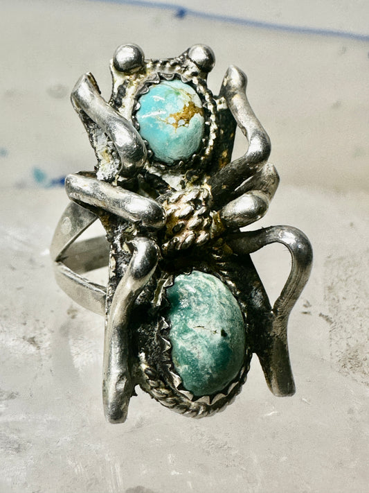 Navajo ant ring turquoise bug insect size 4.2 leaves band sterling silver women girls