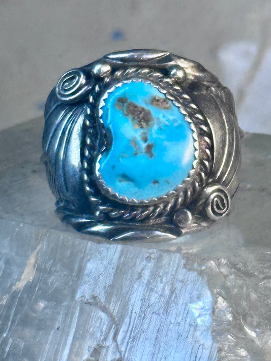Navajo Ring Turquoise leaves size 10 sterling silver women men