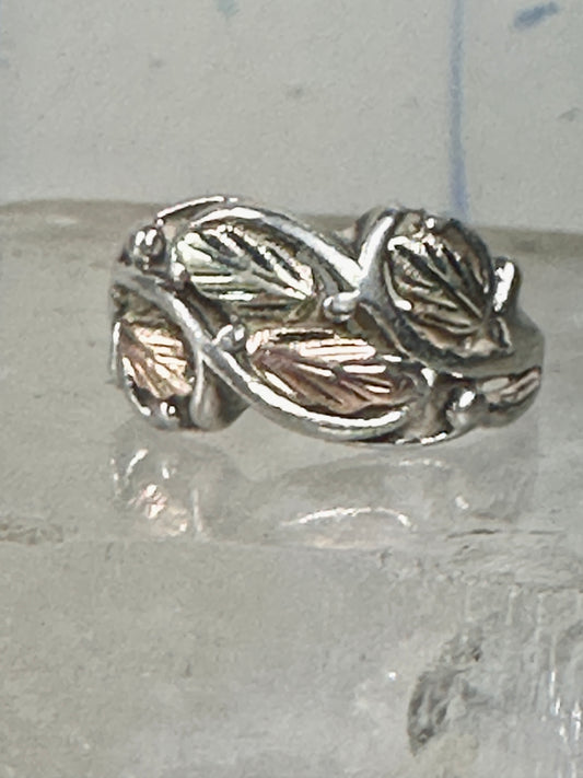 Black Hills Gold ring leaves band size 5.25 sterling silver women girls