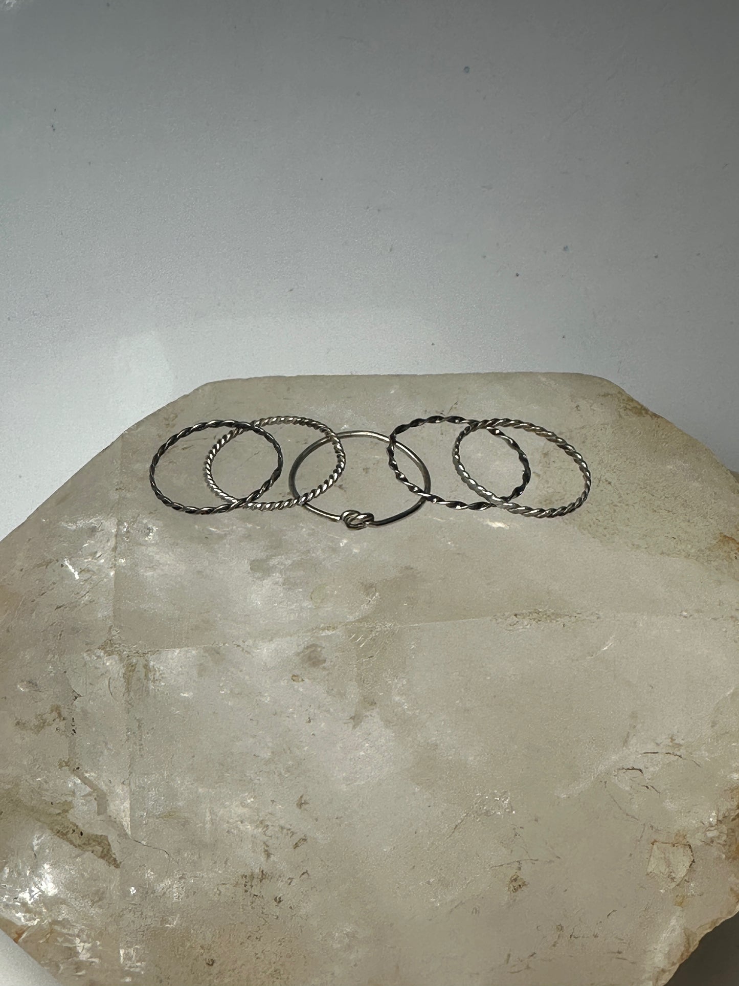 5 Slender ring stacker band size 7 sterling silver women girls rings bands