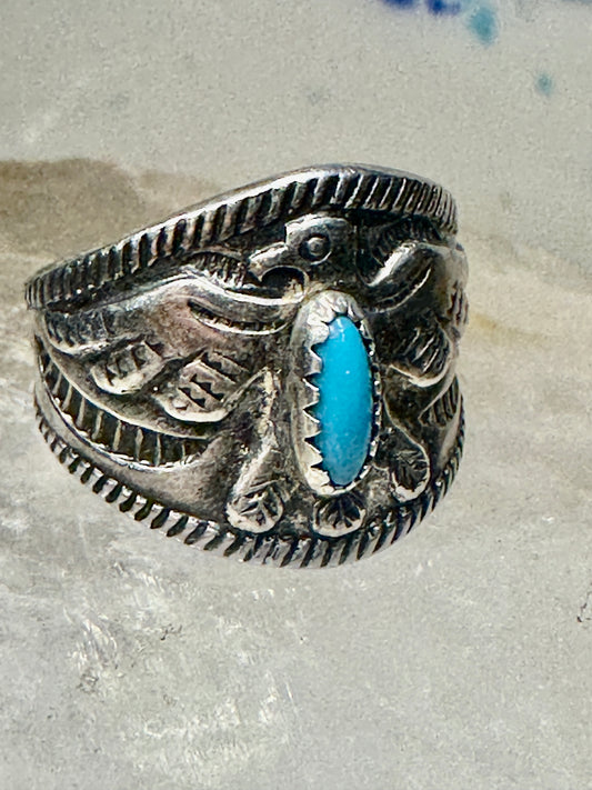 Phoenix ring size 5 turquoise band sterling silver band women boys girls