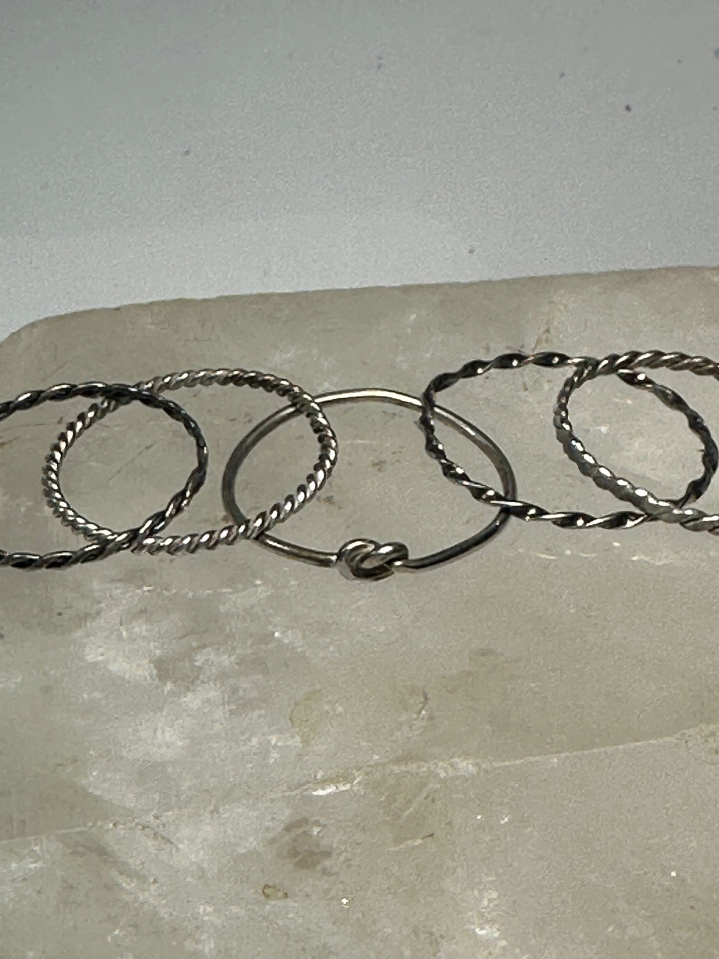 5 Slender ring stacker band size 7 sterling silver women girls rings bands