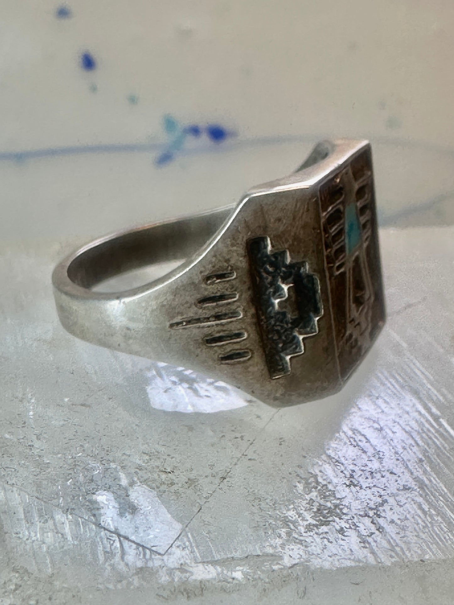 Pollack ring Thunderbird turquoise size 12.75 sterling silver women men