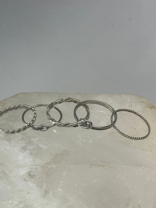 5 Slender ring stacker band size 7 sterling  silver women girls rings bands