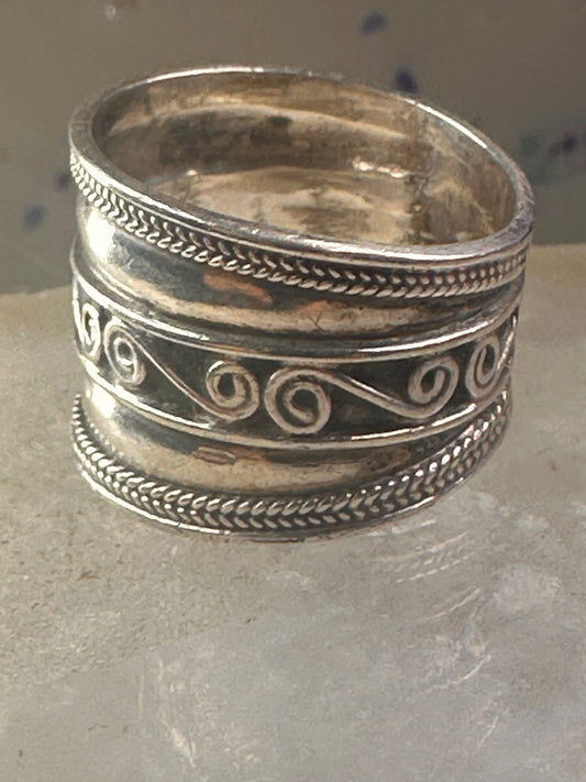 Cigar band ring rope design size 7.50 sterling silver women 