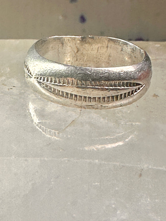 Southwest band ring etched wedding design size 5.25 sterling silver women