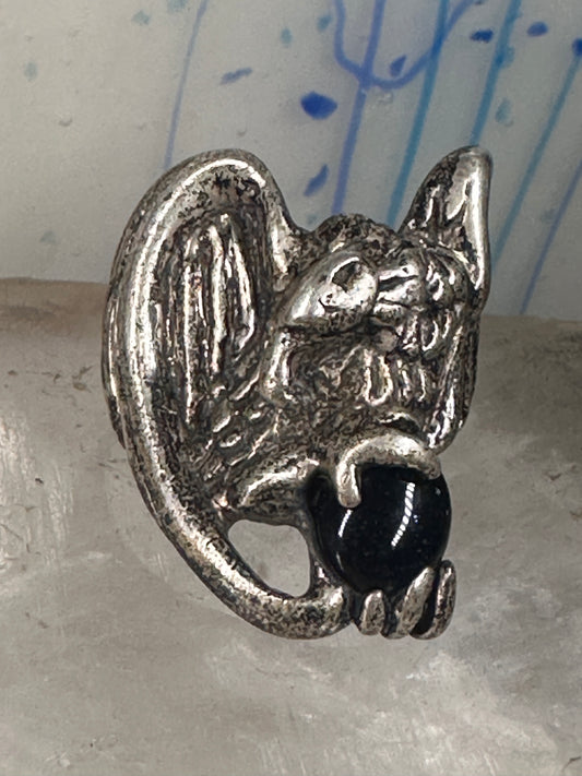 Navajo ring Eagle Onyx size 9 Wings sterling silver women men