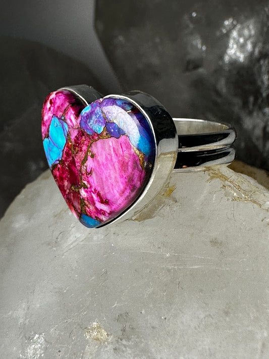 Heart ring Mohave Turquoise Love Valentine size 8 adj sterling silver women
