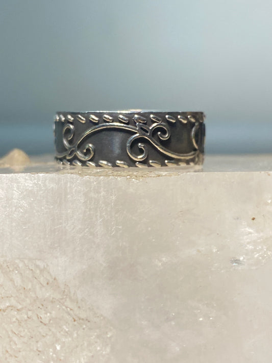 Floral ring wedding band sterling silver women men