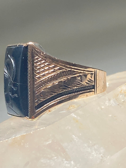 Roman Warrior Ring Antique Art Deco sterling silver 14K ring 1920's