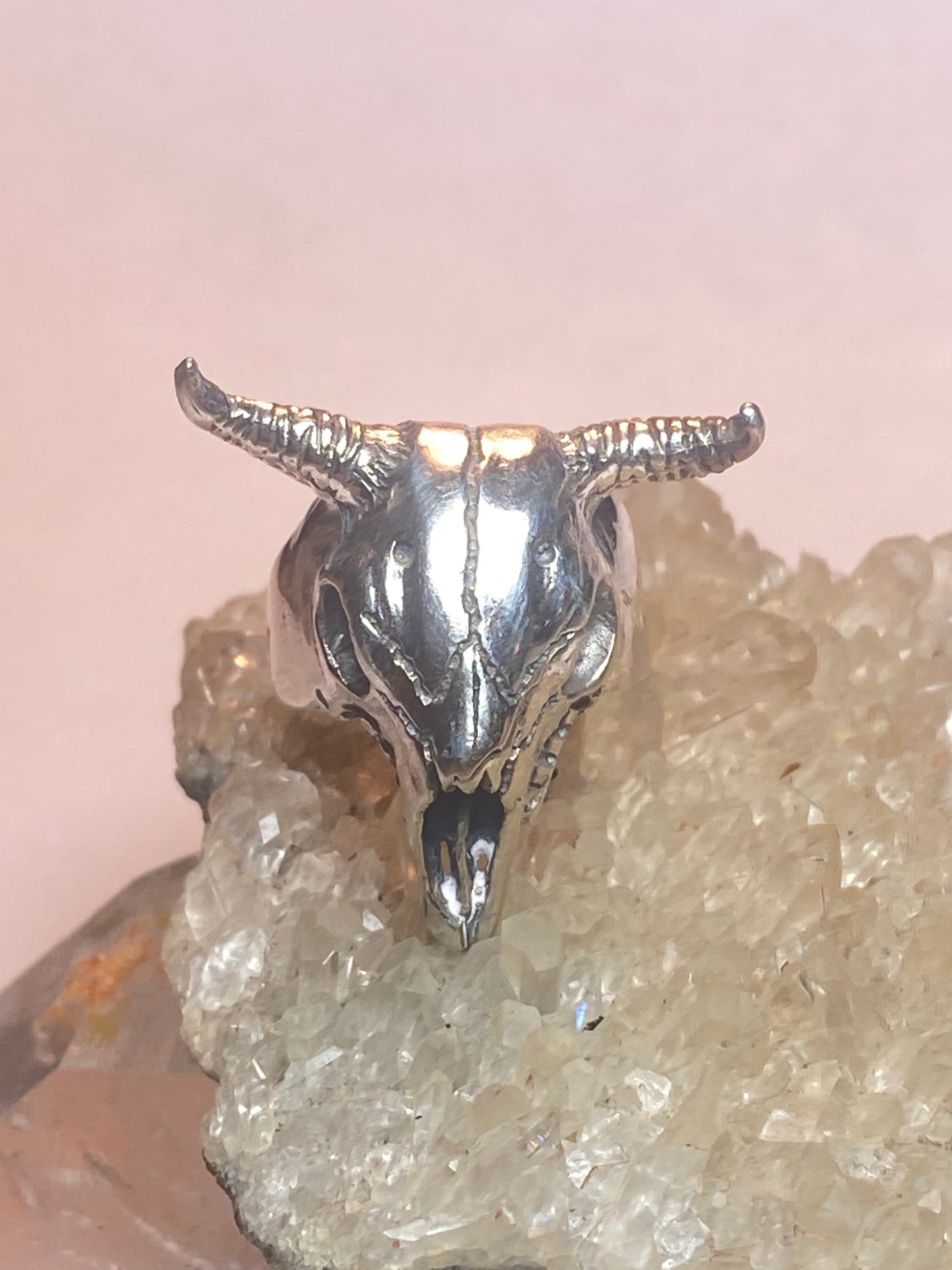 Longhorn ring size 7.50 biker band skull sterling silver women men