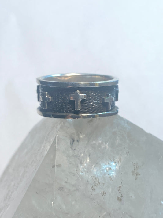cross ring size 7 religious band sterling silver women girls