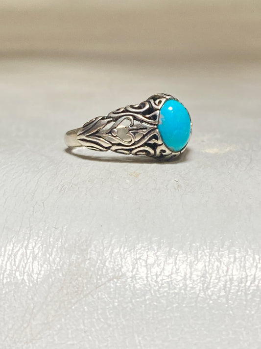 turquoise ring heart design slender sterling silver band