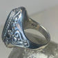 Long onyx ring size 6.75 floral sterling silver women