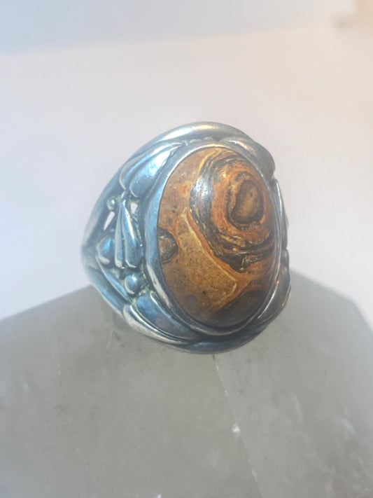 Earthtone stone jasper?ring size 6.75 sterling silver women girls