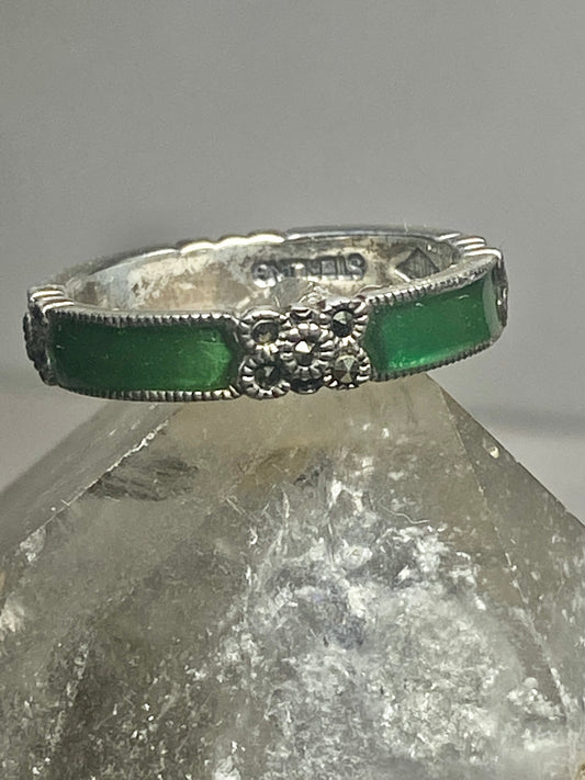 Judith Jack ring size 7.75 marcasites green stacker band sterling silver women