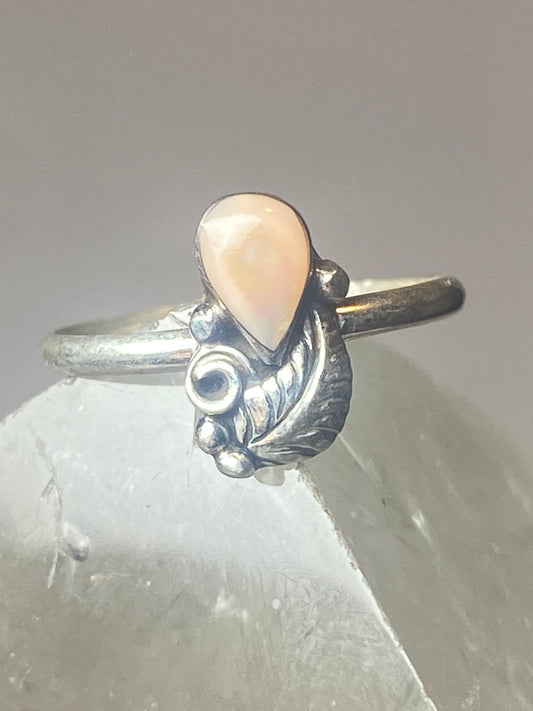 Mother of pearl Ring teardrop southwest pinky sterling silver women girl w