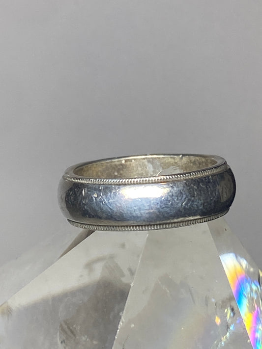 Vintage Plain ring size 4.25 wedding band pinky fine edging stacker sterling silver G