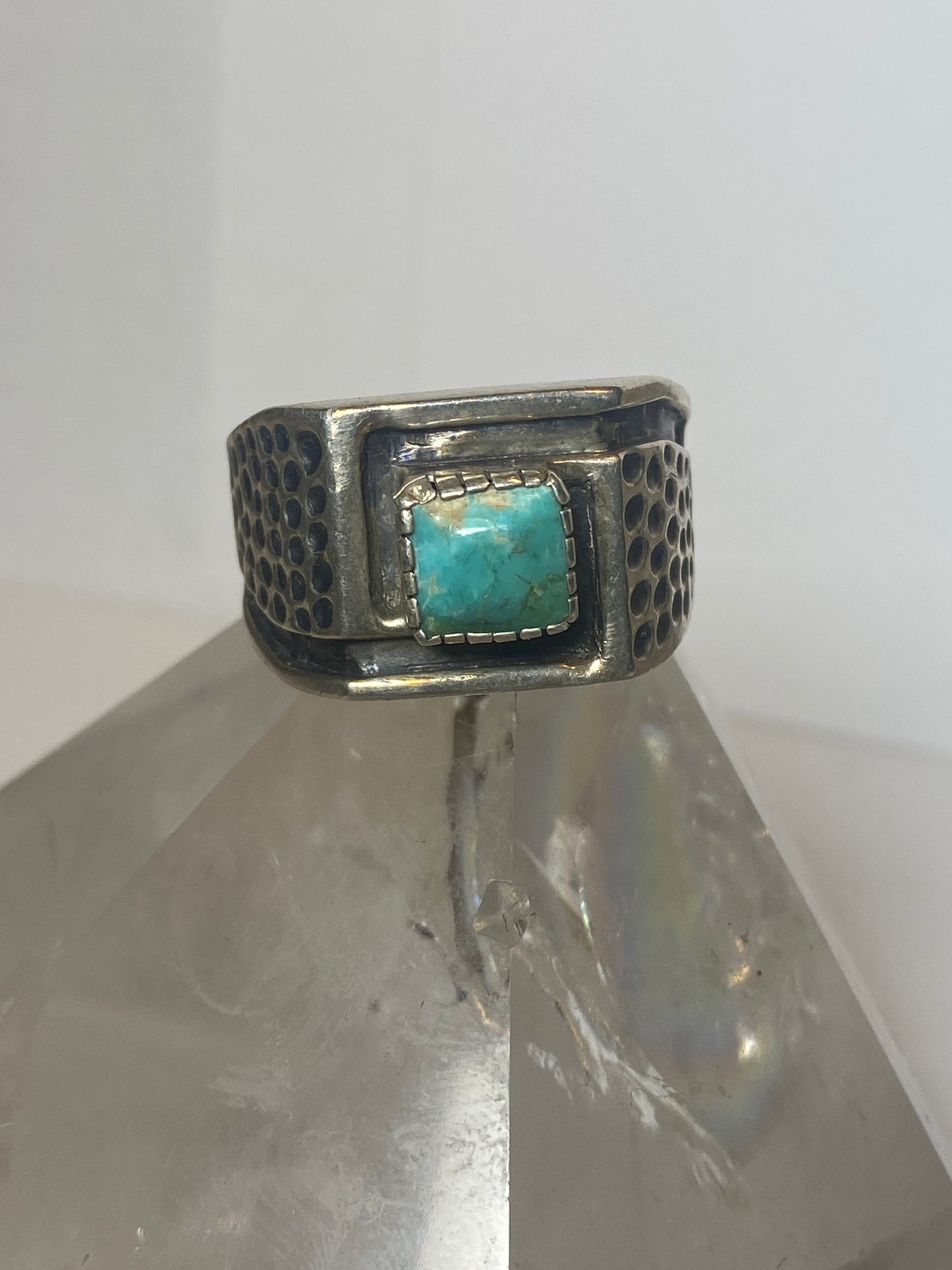 Turquoise ring southwestern band sterling silver women men