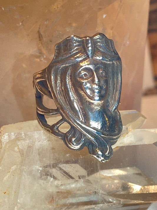 Face ring art deco sterling silver women girls