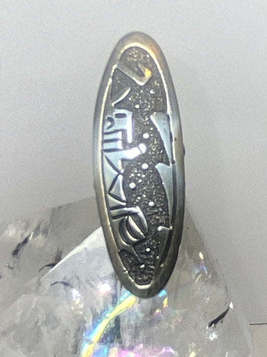 Kachina ring size 3 long Navajo sterling silver women by Begay