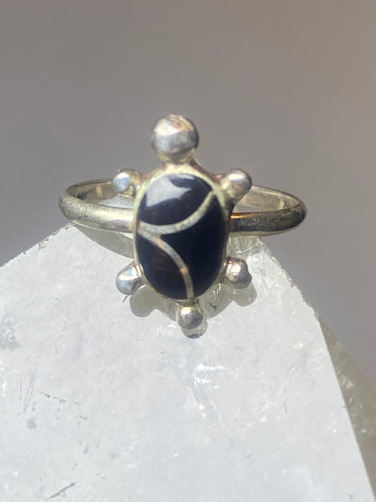 Turtle ring onyx southwest sterling silver women girls b