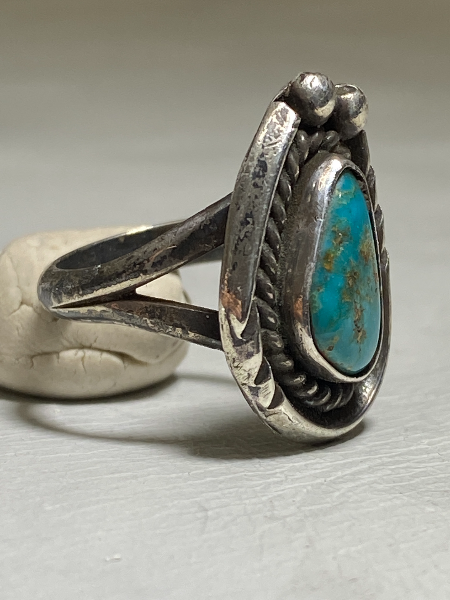 Turquoise ring Navajo pinky children girls sterling silver ring