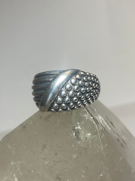 Dome ring cigar beaded band sterling silver women girls