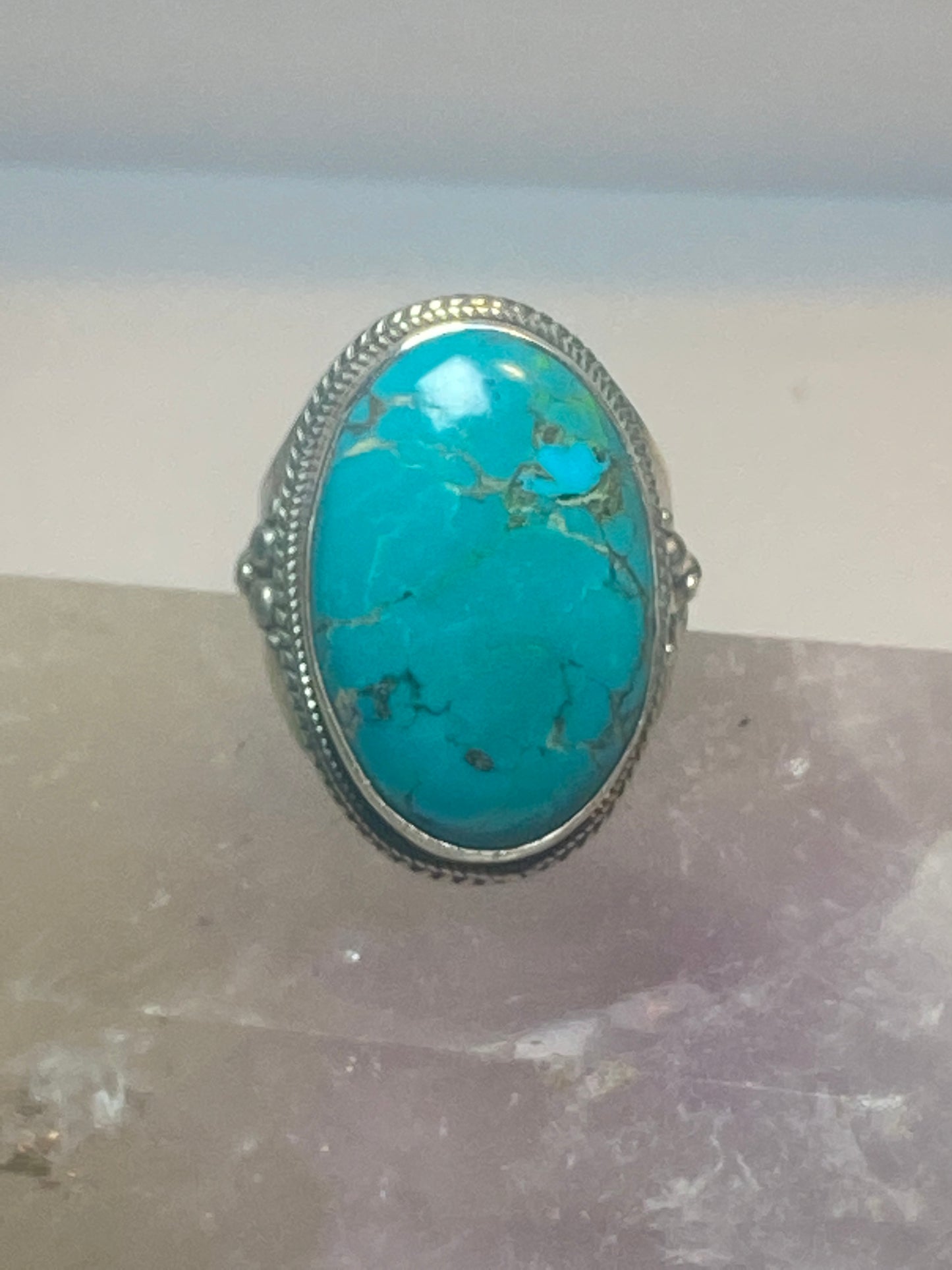 Turquoise ring boho sterling silver women men