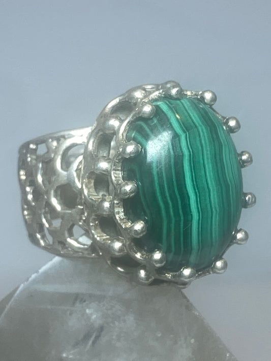 Malachite ring southwest boho band sterling silver women girls