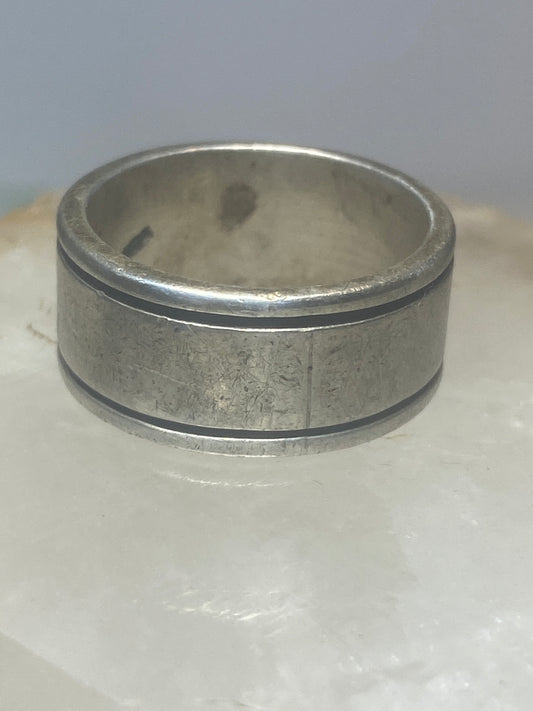 Plain wide ring wedding band Sterling Silver men women