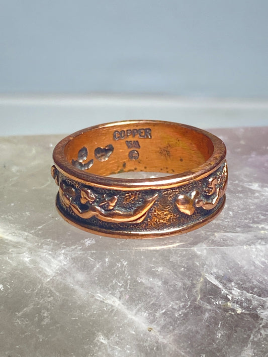 Cupid ring holding flying with heart or valentine southwest copper band women
