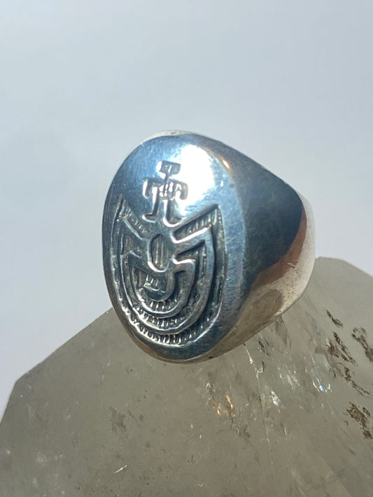 Man in Maze ring Hopi pinky band sterling silver girls women