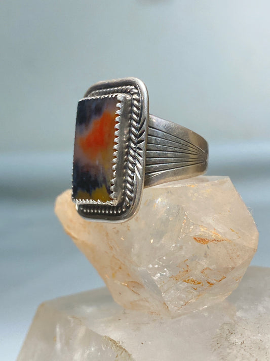 Agate ring Navajo sterling silver women men