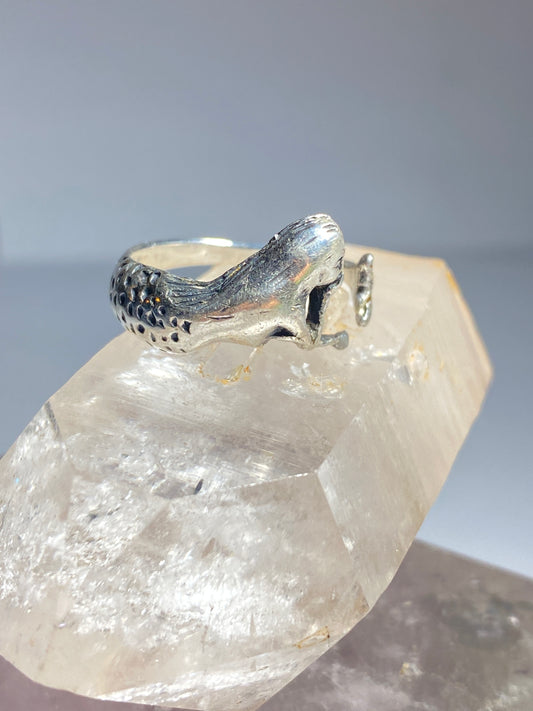 Mermaid ring figurative sterling silver ring women