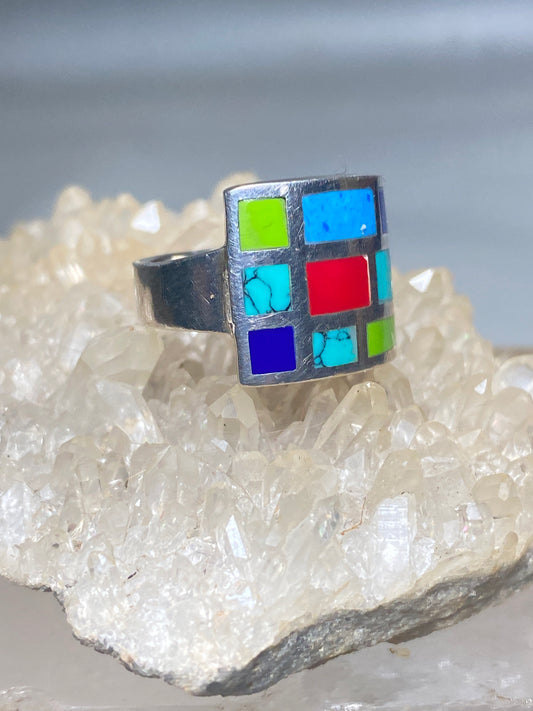 Turquoise ring size 5.75 coral band southwest sterling silver women girls