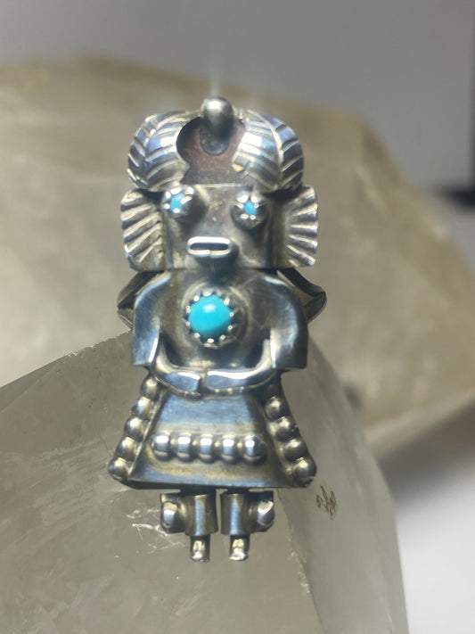 Kachina ring turquoise Navajo sterling silver women