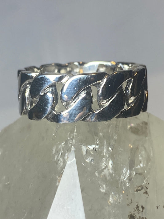 Rope ring knot band biker sterling silver women men