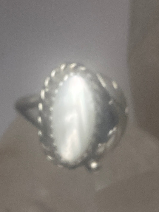 Mother of Pearl ring solitaire band southwest sterling silver women girls