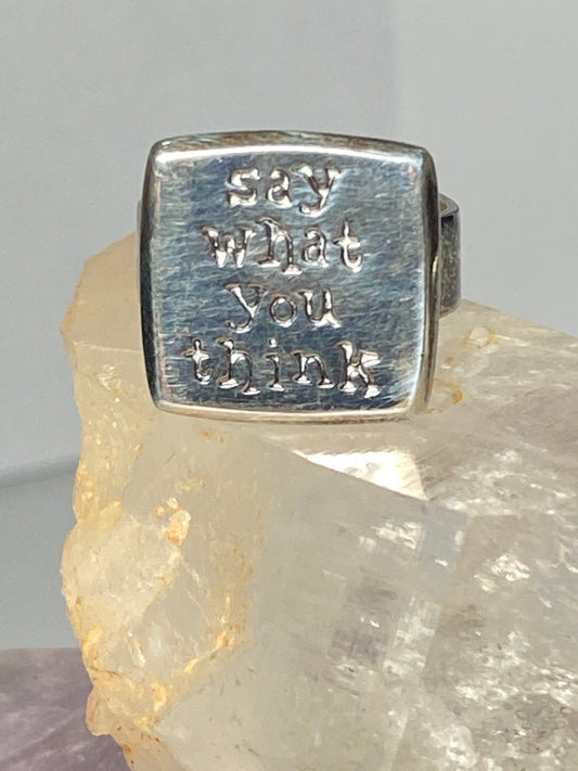 Say What you think Ring Inspirational Band sterling silver women girls