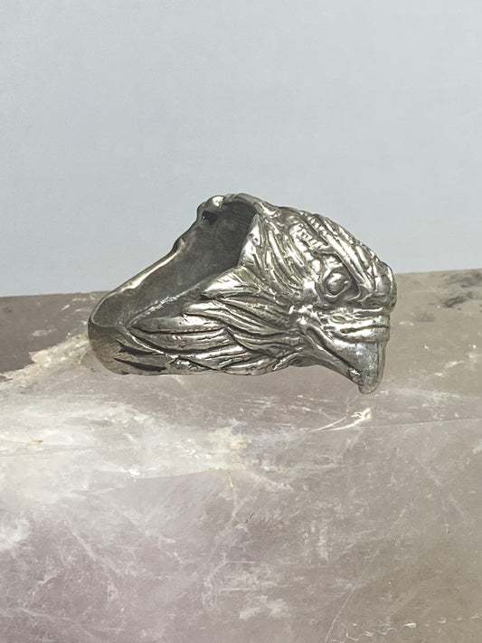 Eagle ring biker band bird sterling silver band men women