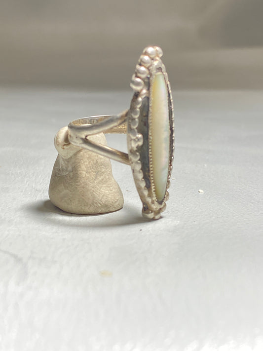 Mother of Pearl ring long Navajo southwest women sterling silver