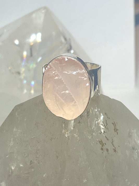 Rose quartz ring southwest band sterling silver women girls