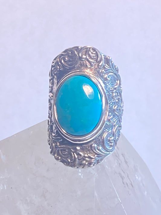 Floral ring size 8 flower knuckle band turquoise sterling silver women girl
