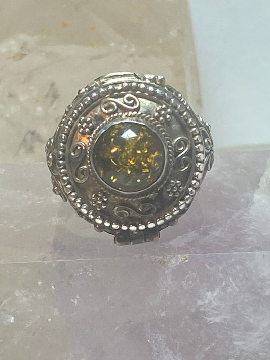 Poison ring size 9.50 amber sterling silver women girls