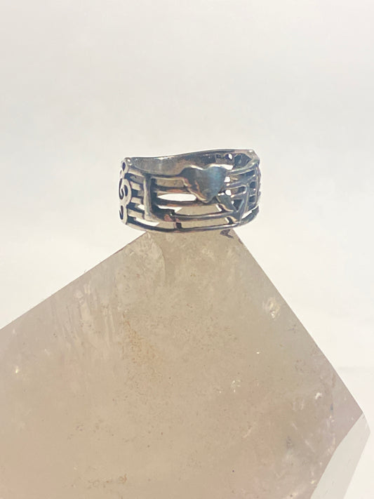 Love ring pinky band musical notes band sterling silver